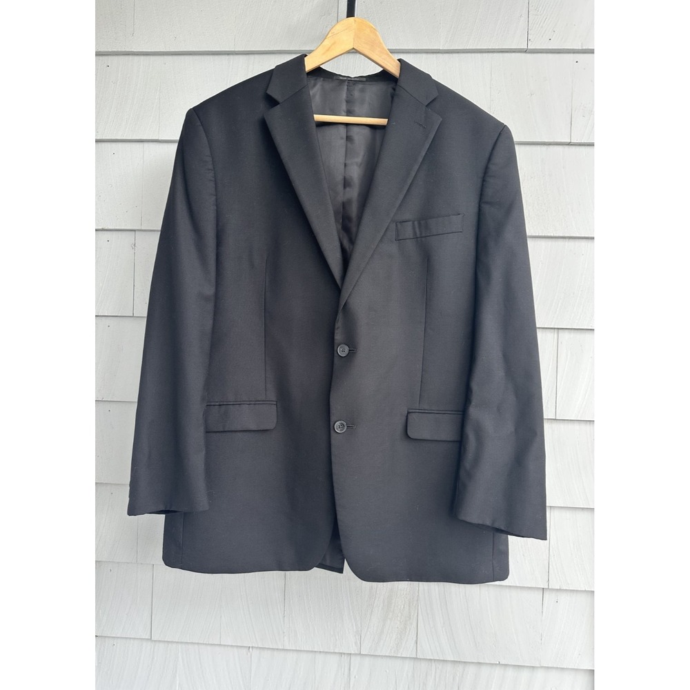 Lauren Ralph Lauren Blazer Mens 44L Black 100% Wool Sport Coat Two Button